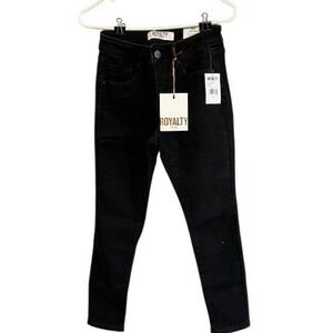 Royalty For Me Womens High Rise Skinny Jeans Black Denim Pants NWT Size 0
